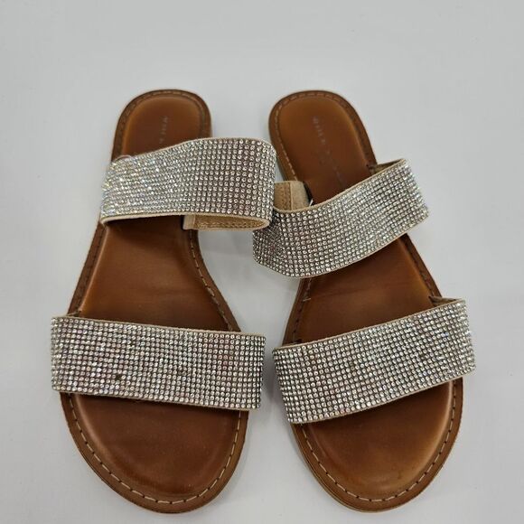 Rock candy sandals 7.5 briony rhinestone gem jewel straps slide on shoes - Picture 1 of 6